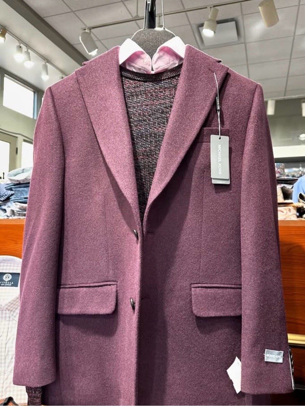 Michael Kors Men's Plum Wool Silk Cashmere Blazer /Sport Coats Size 42L